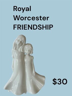 Royal Worcester White Porcelain 'Friendship' Figurine Duo